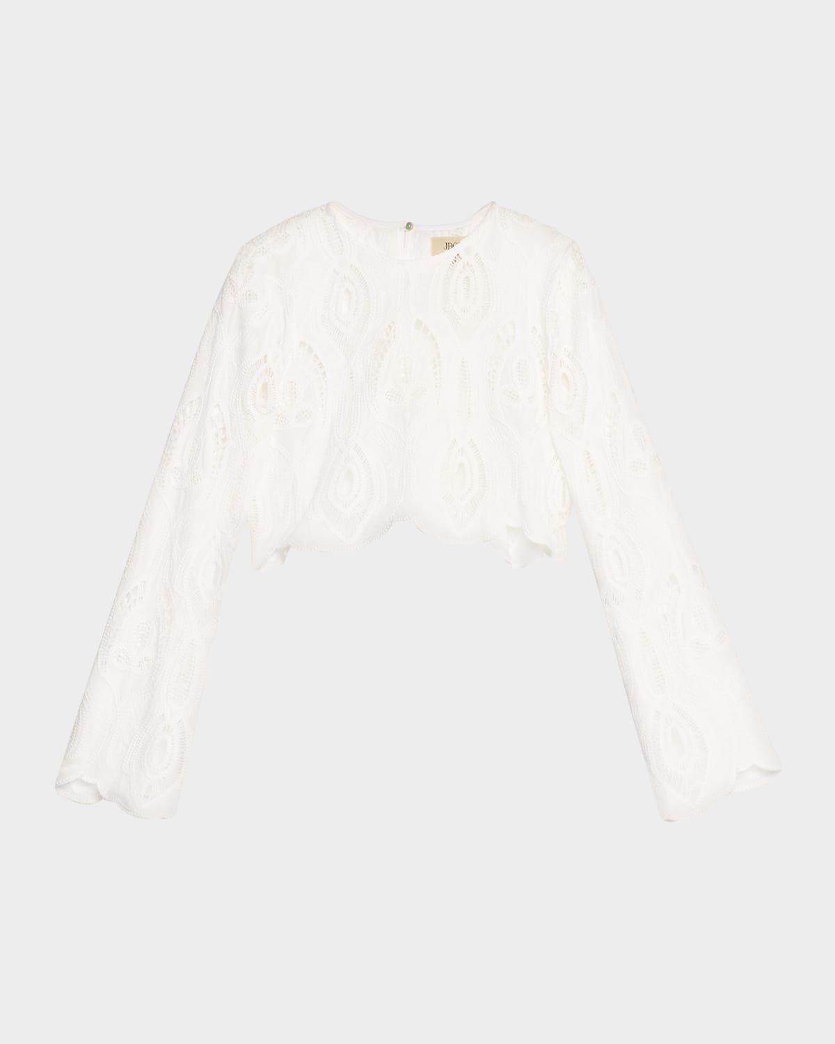 Karli Eyelet-Embroidered Crop Top