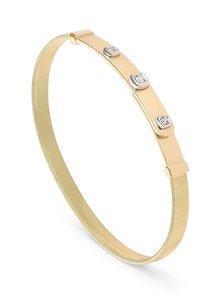 Women's Masai Two-Tone 18K Gold & 0.09 TCW Diamond Thin Coil Bangle - Yellow Gold