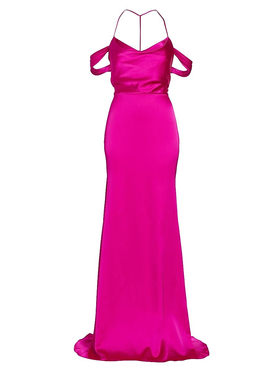 Women's Muriel Satin Open-Back Gown - Fuchsia - Size 18
