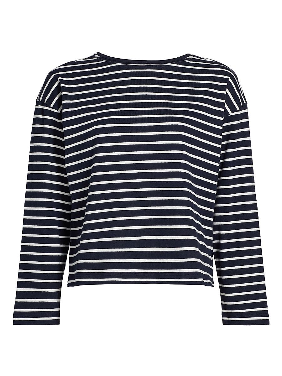 Women's Macy Striped Cotton Crewneck Top - Nautical Stripe - Size XL