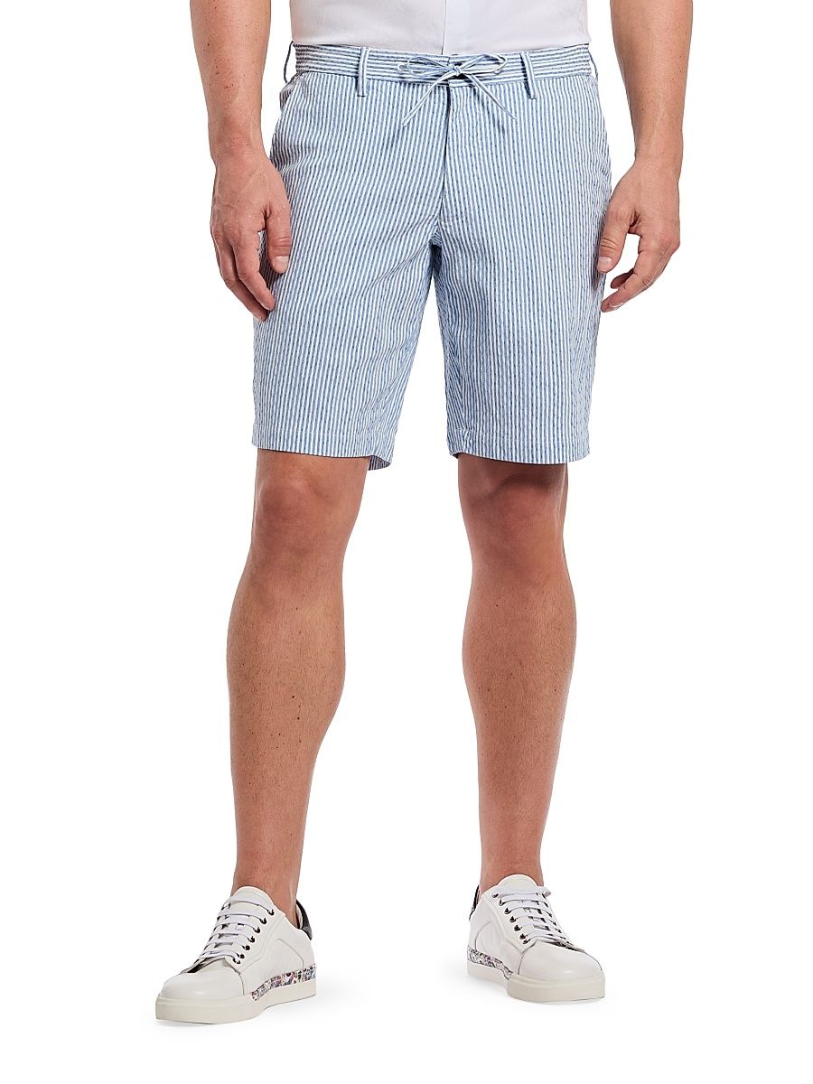 Men's Fornillo Striped Woven Drawstring Shorts - Navy - Size 42