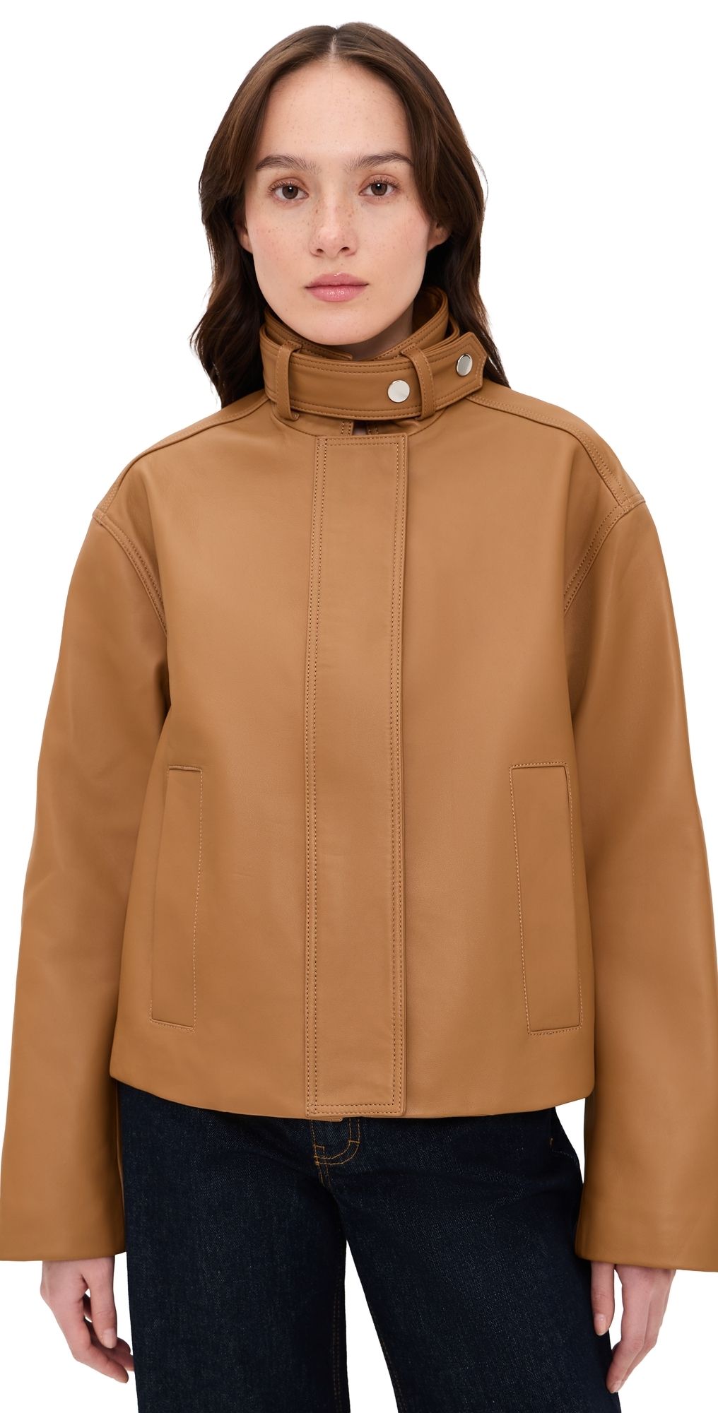 A. L.C. Hudson Lamb Leather Jacket Oiled Oak L