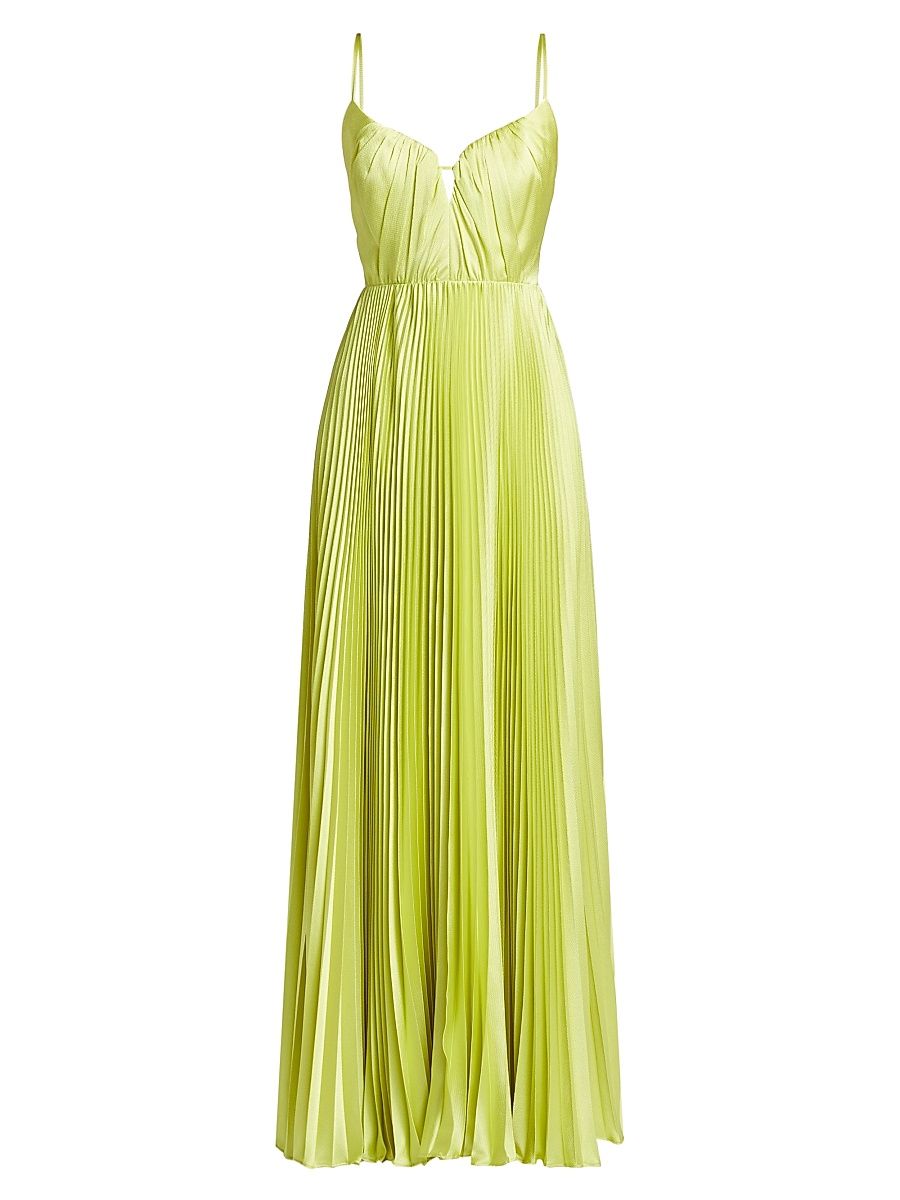 Women's Perle Pleated Satin Gown - Citrus - Size XL
