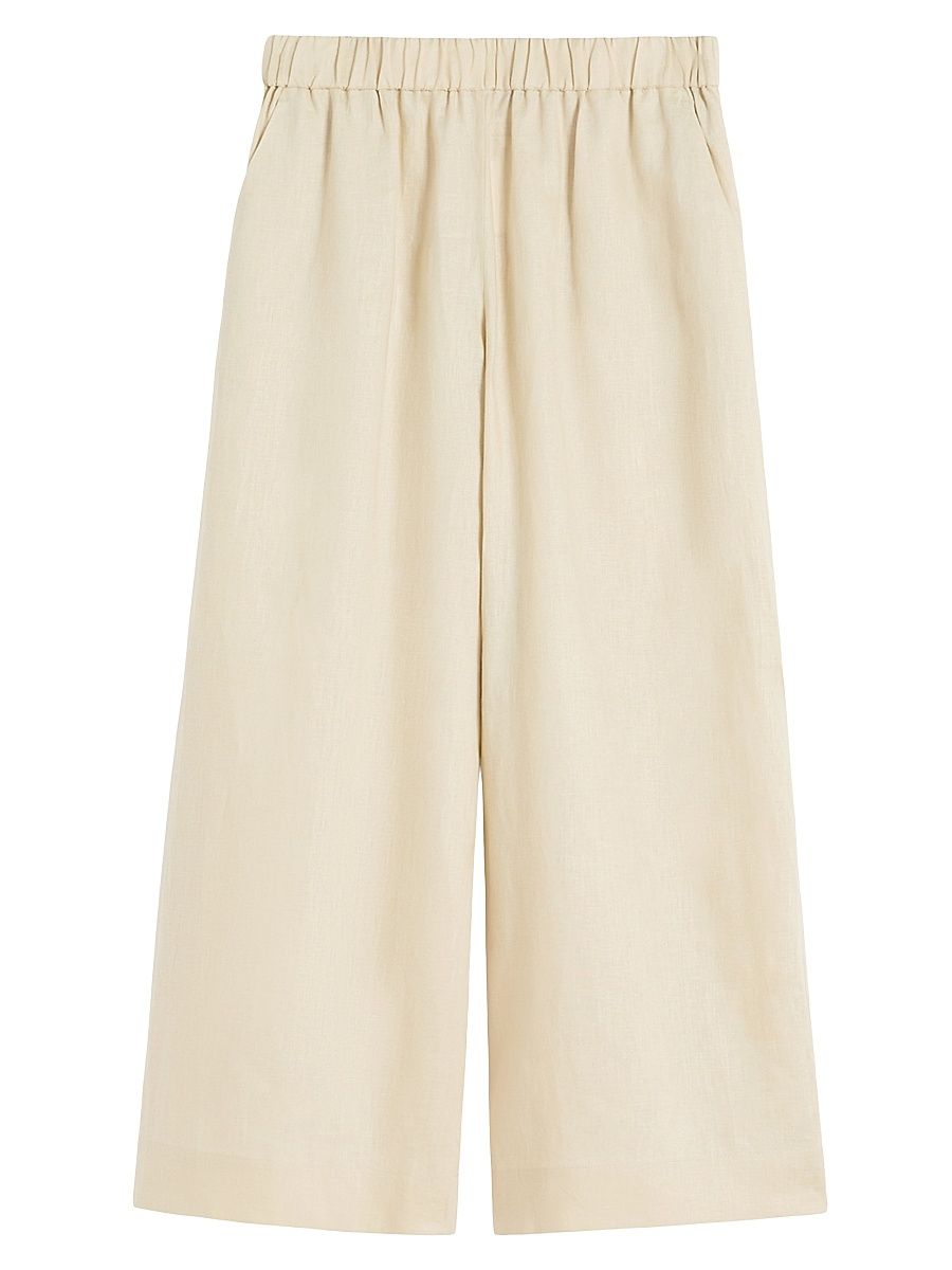 Women's Straight Fit Linen Canvas Trousers - Beige - Size 16