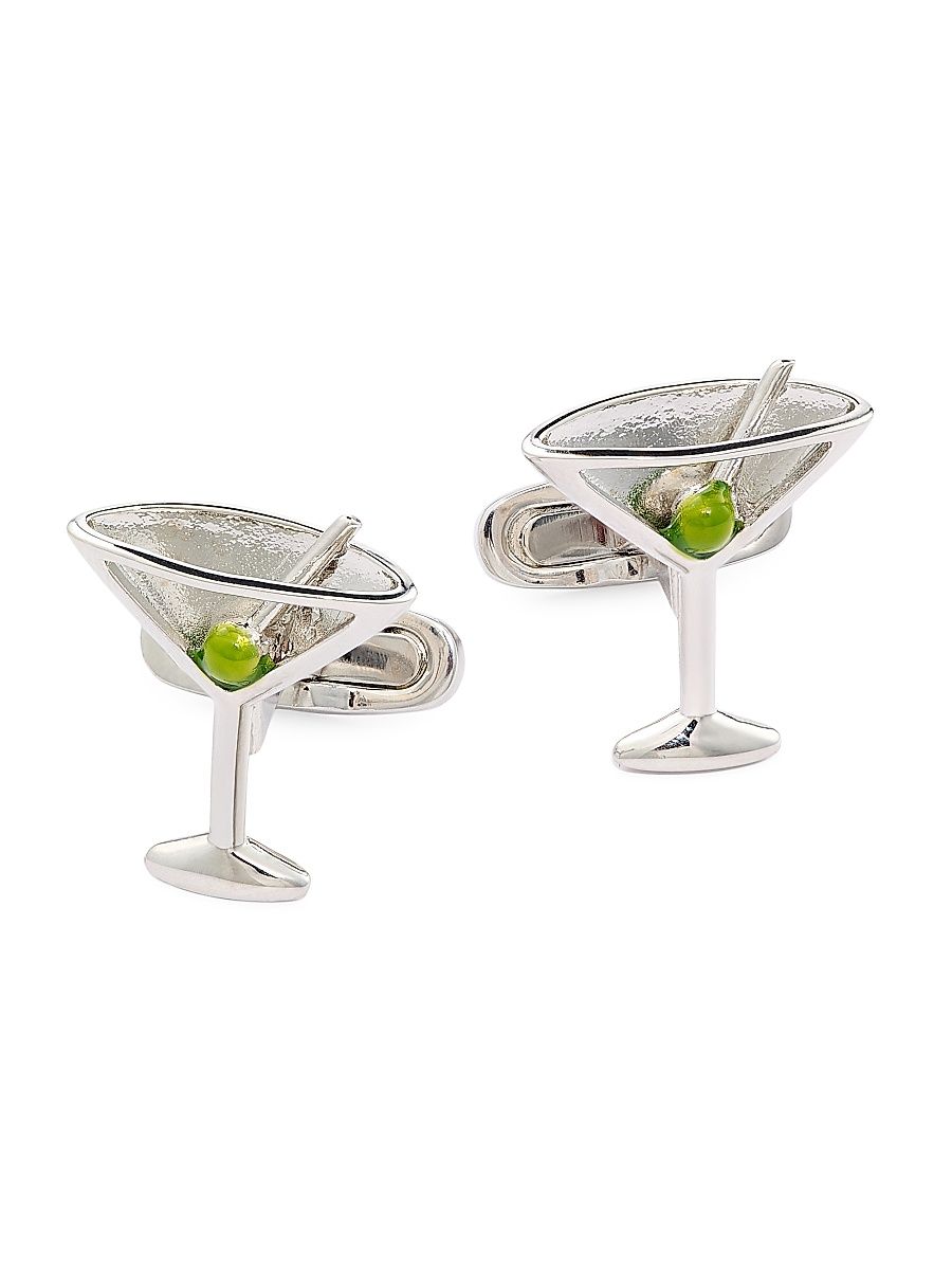 Men's Martini GlassSilver-Plated Brass Cufflinks - Silver