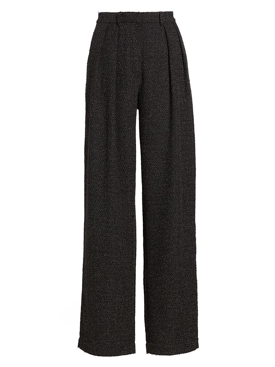 Women's Eleanor Tweed High-Rise Straight-Leg Pants - Black Alabaster - Size 14