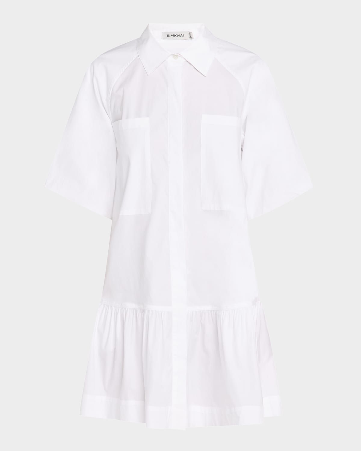 Crissy Puff-Sleeve Cotton Poplin Mini Shirtdress