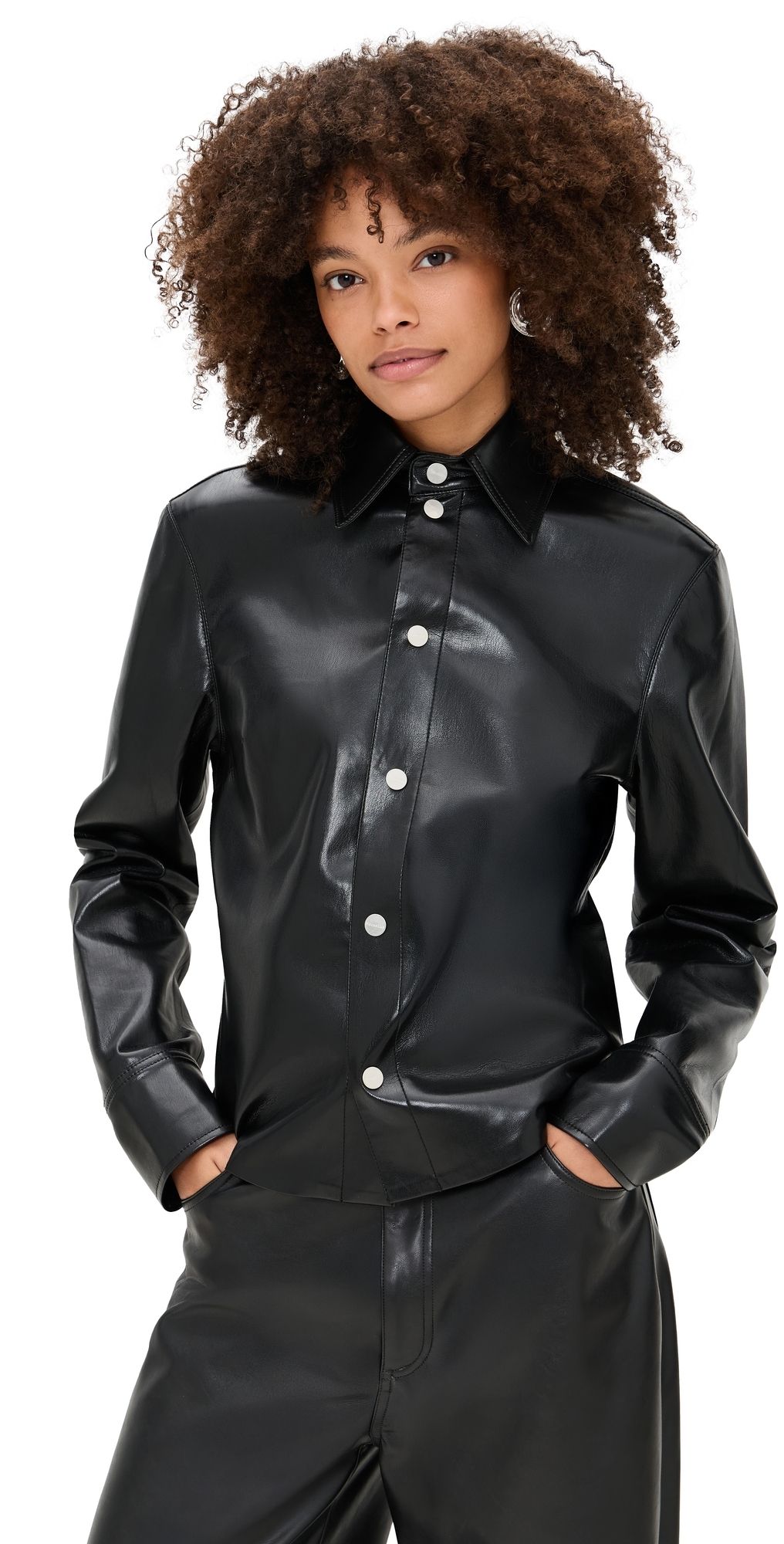 Nanushka Bogna Faux Leather Top Black XXS