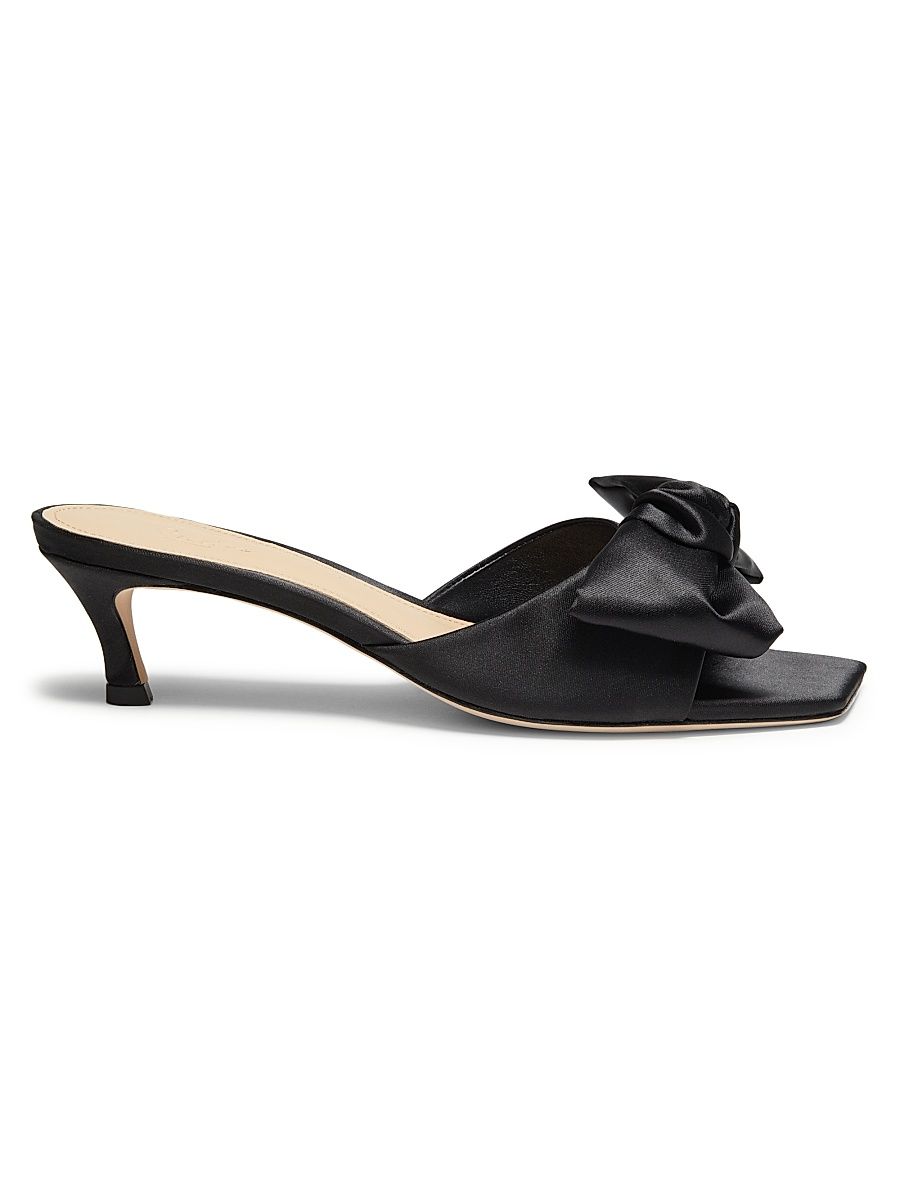 Women's Satin Bow Mules - Black - Size 6