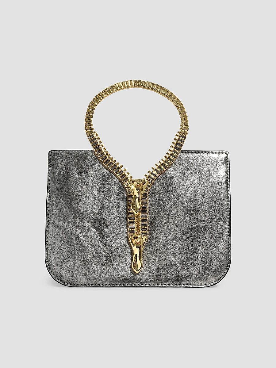 Women's 14K-Gold-Plated & Leather Top Handle Bag - Pewter