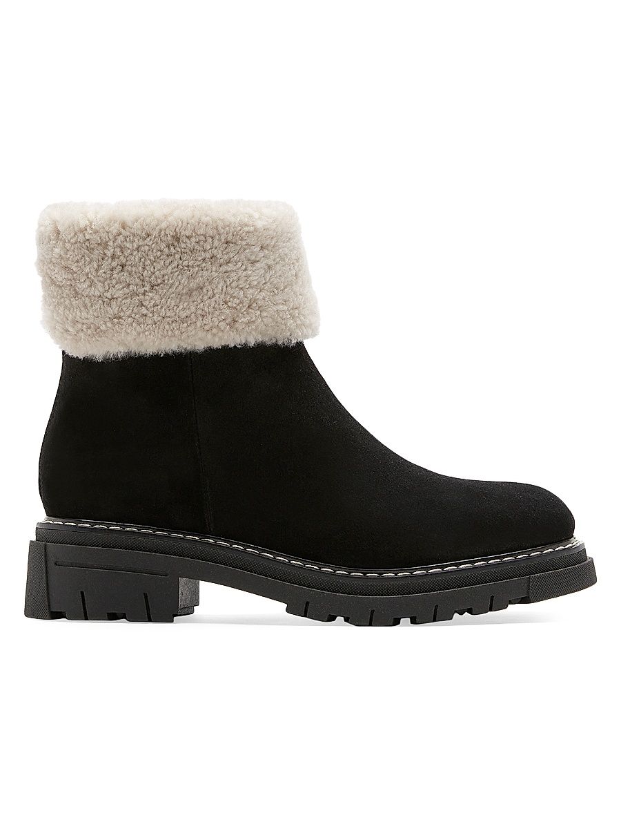 Women's Dwayne Suede Shearling-Cuff Boots - Black Suede - Size 11