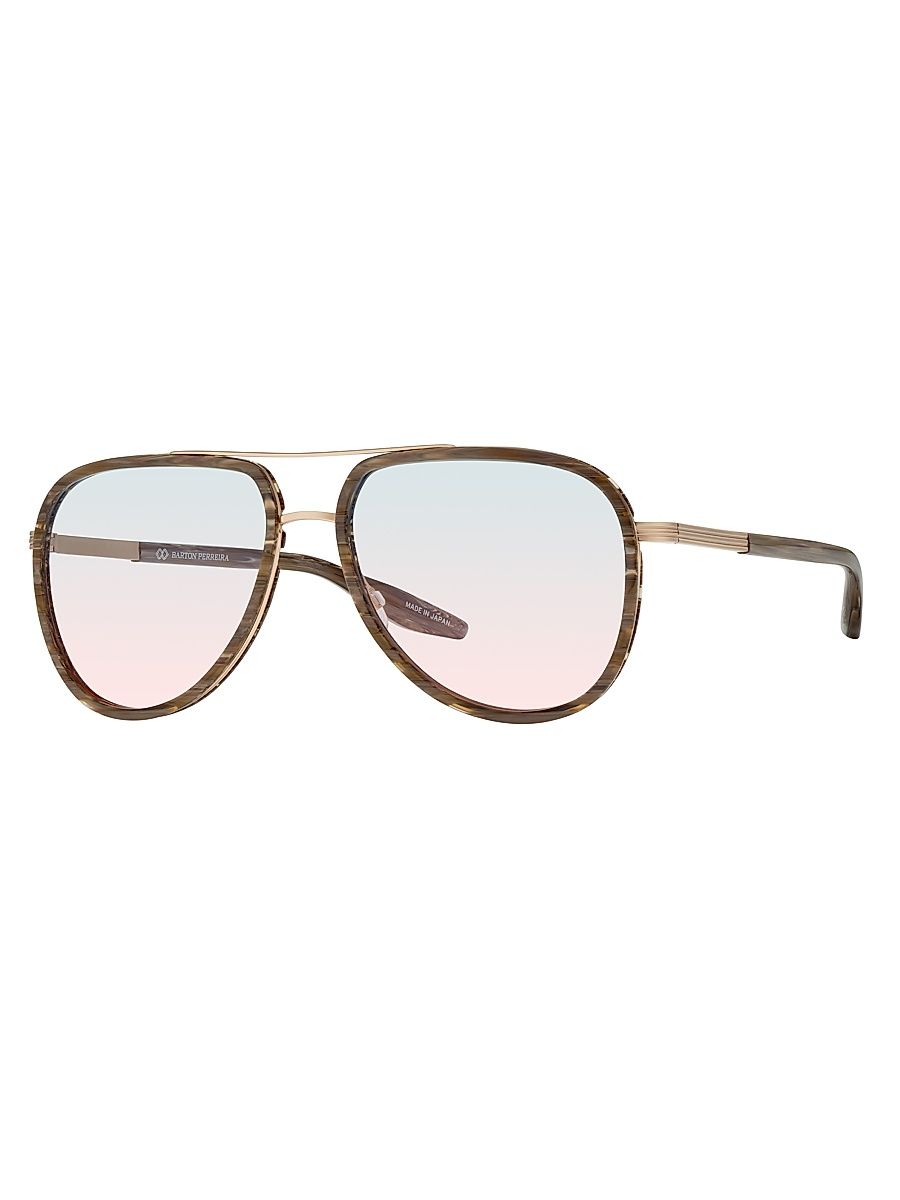 Men's Cani 58MM Aviator Sunglasses - Blue Pink Gradient Brown