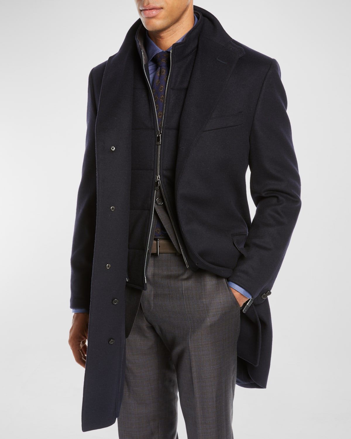 Men & apos;s ID Wool Top Coat, Navy