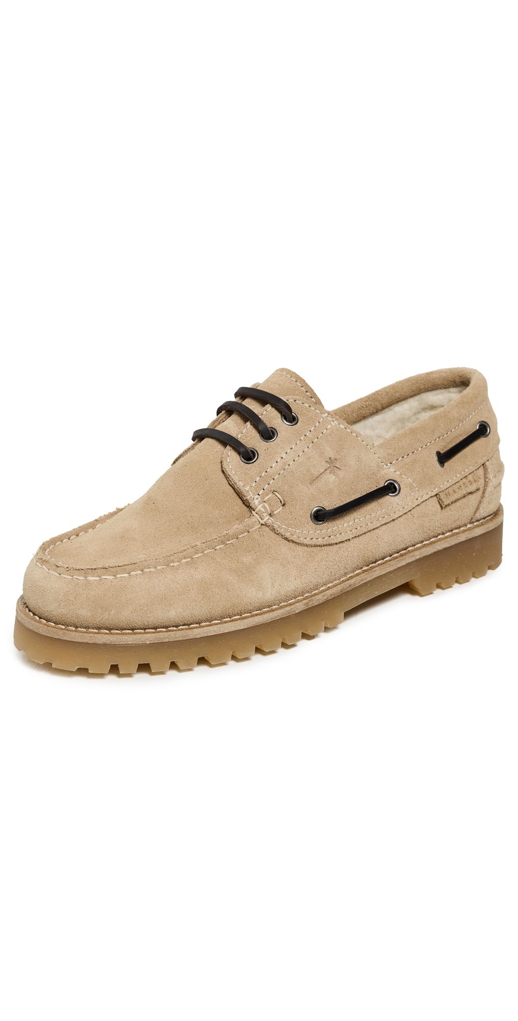 Manebi Suede Tank Boat Shoes Champagne Beige 39