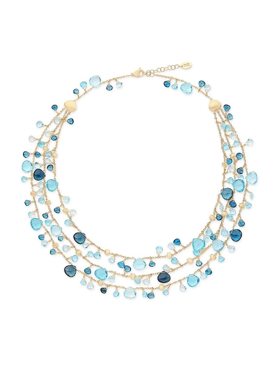 Women's Paradise Topaz 18K Yellow Gold & Mixed Topaz Three-Strand Necklace - Yellow Gold