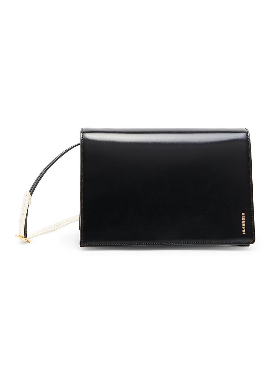 Women's Small Leather File Bag - Black