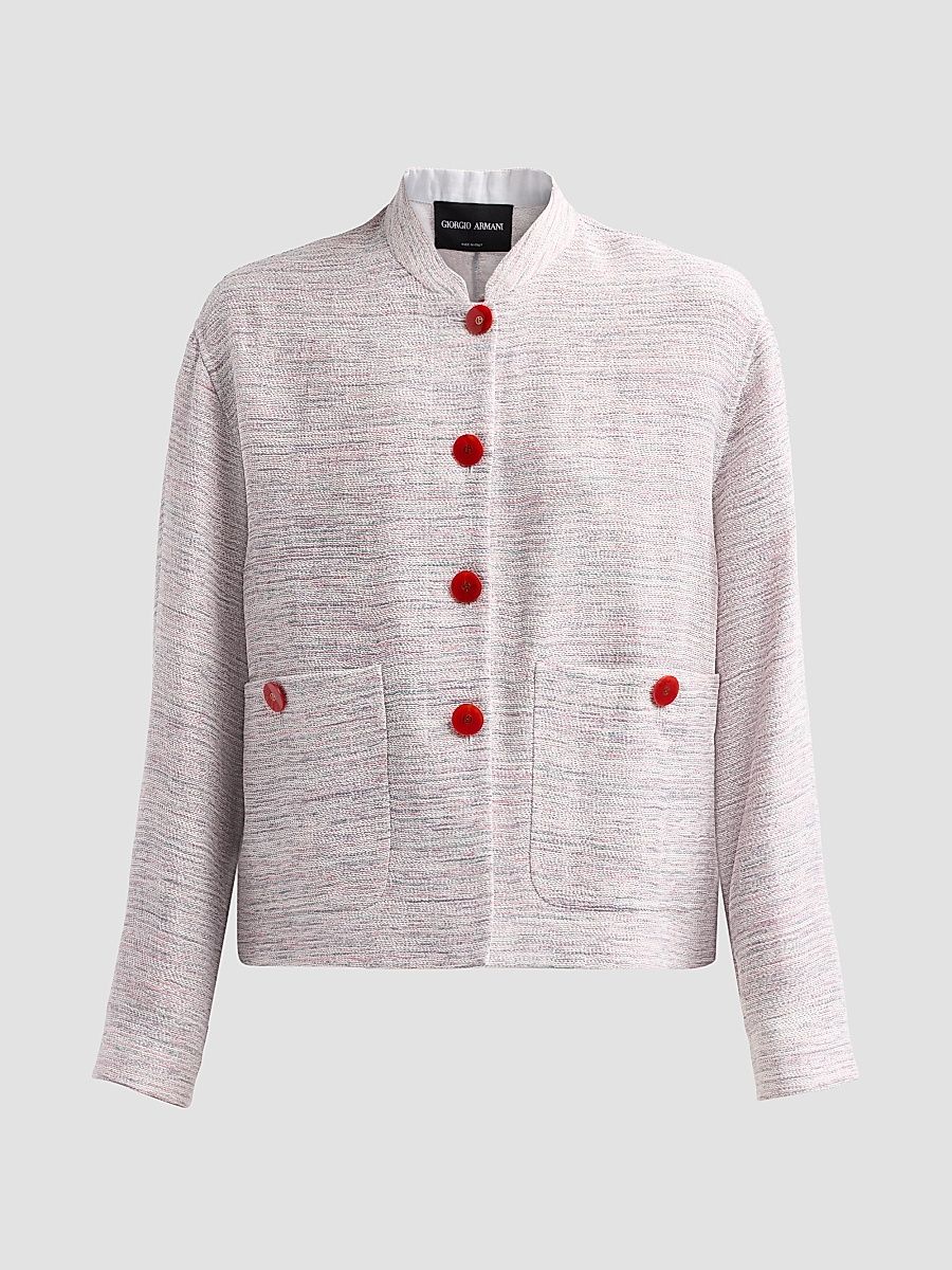Women's Caban Heatherd Jacket - Solid Light Pastel Pink - Size 12
