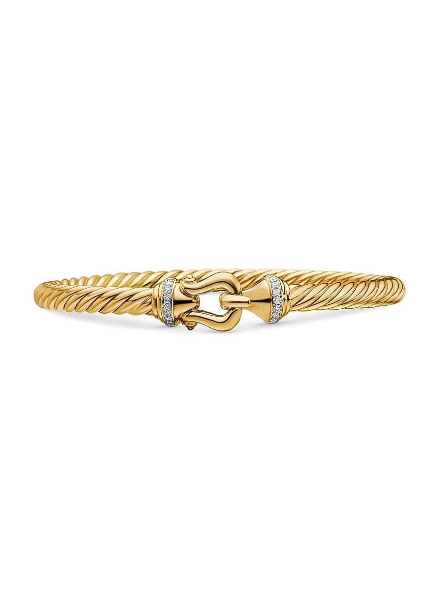 Women's Buckle Cablespira Bracelet in 18K Yellow Gold - Yellow Gold - Size Medium