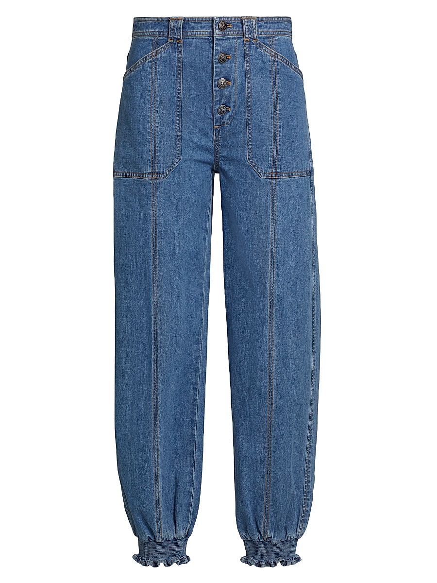 Women's Mavis High-Rise Tapered-Leg Pants - Light Wash - Size 16