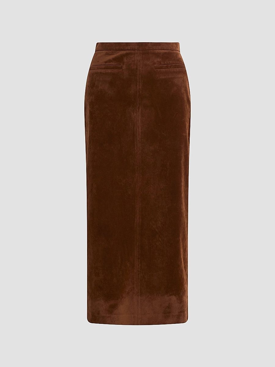 Joe's Jeans Women's Faux-Suede Welt Pocket Midi Skirt - Chestnut - Size 2