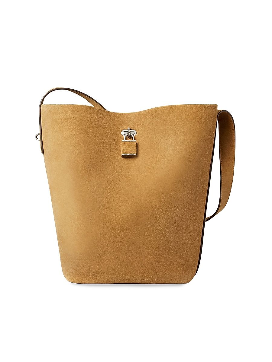Women's Lock Suede Bucket Bag - Wild Tabacco