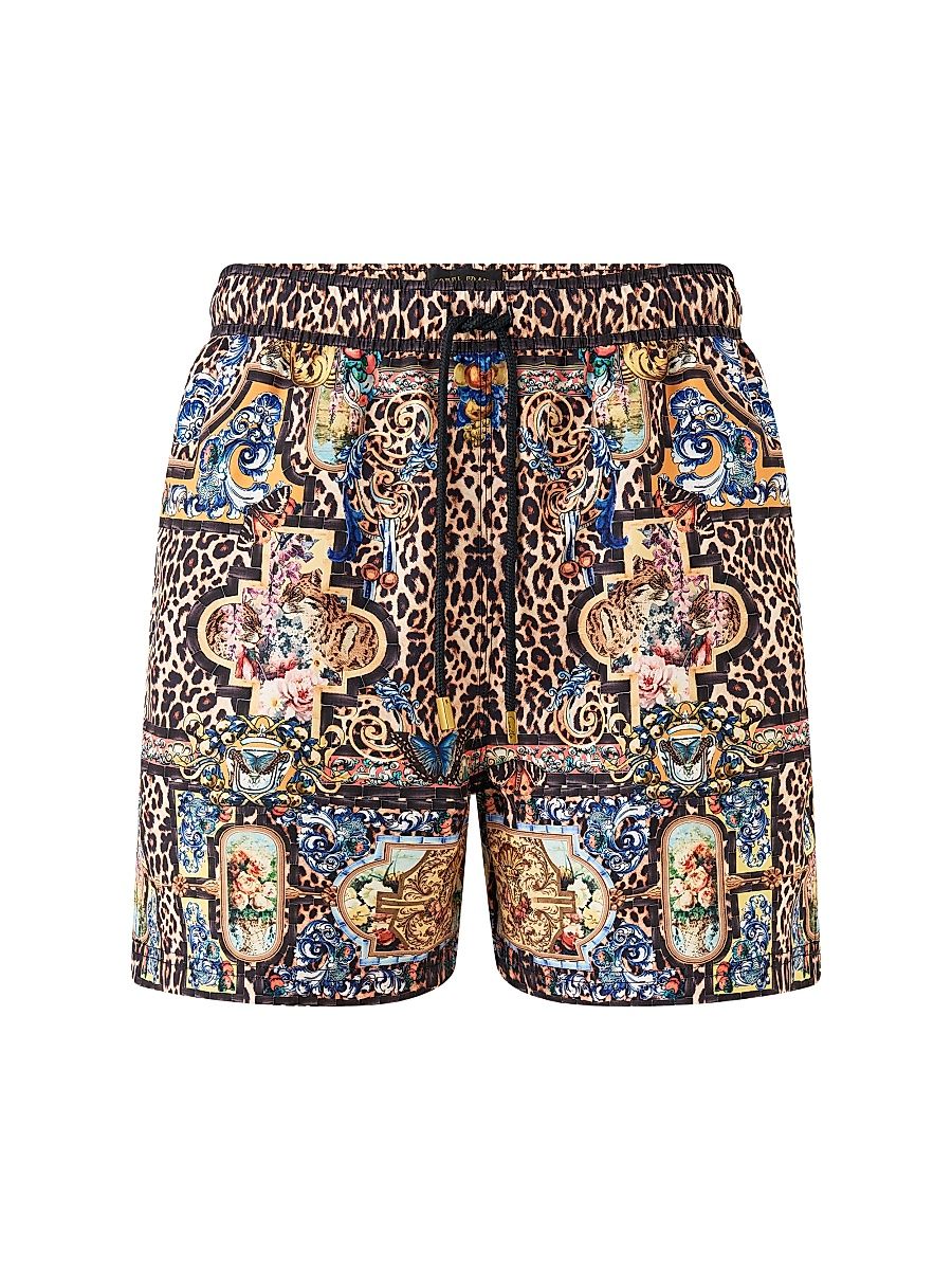 Men's Printed Drawstring Board Shorts - Sevillian Style - Size Medium