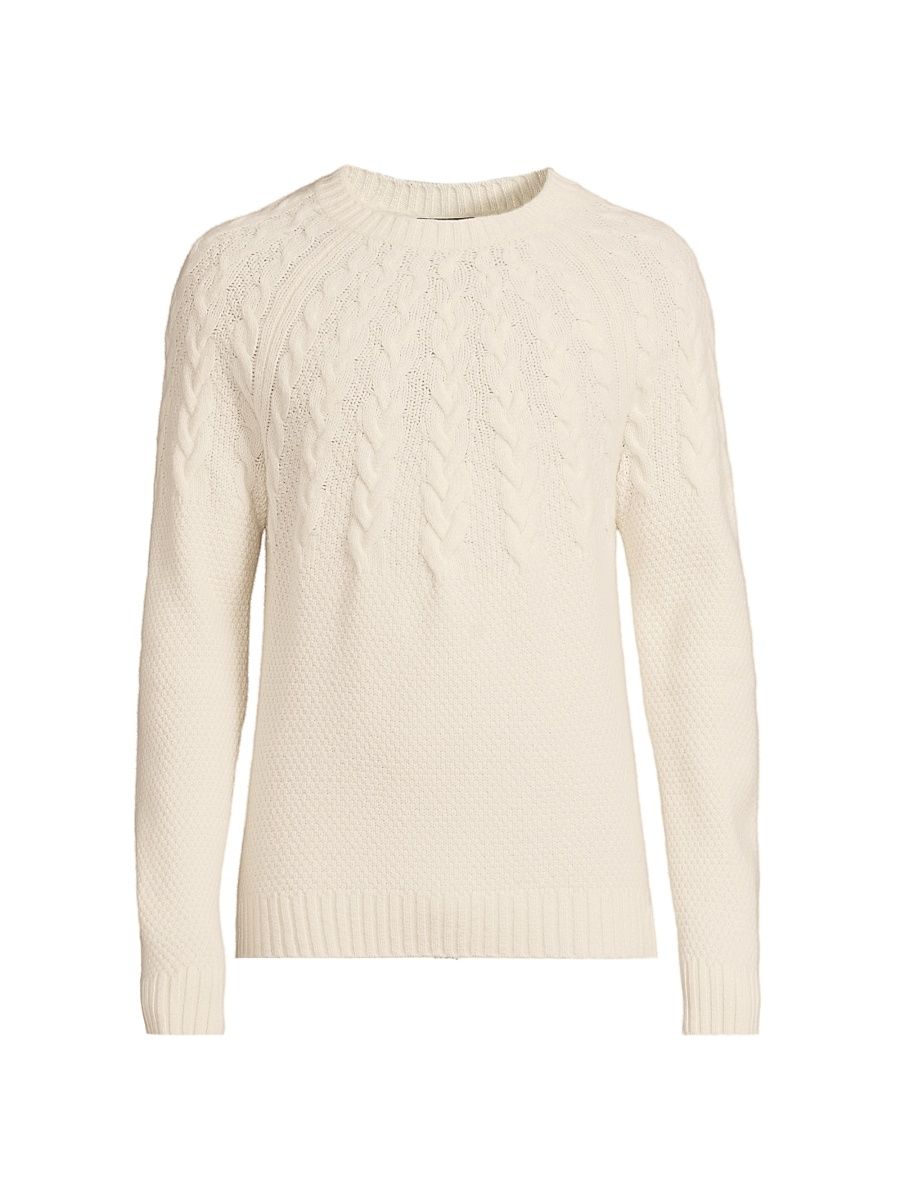 Men's Airspun Cable Merino Wool Sweater - Light Dune - Size XXL