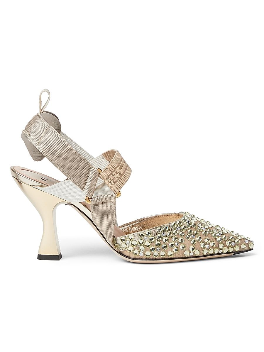 Women's Colibri 85MM Crystal-Embellished Slingback Pumps - Beige Jonquil - Size 9.5