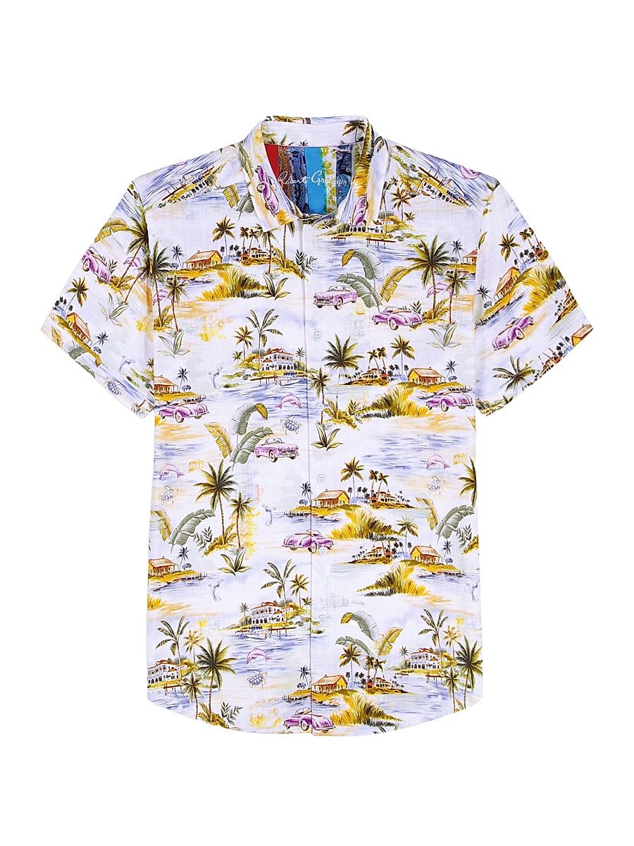 Men's Curtis Printed Short-Sleeve Shirt - Size XXXL