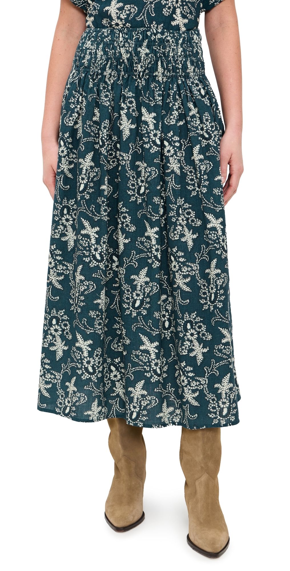 THE GREAT. The Viola Skirt Indigo Bandana 2