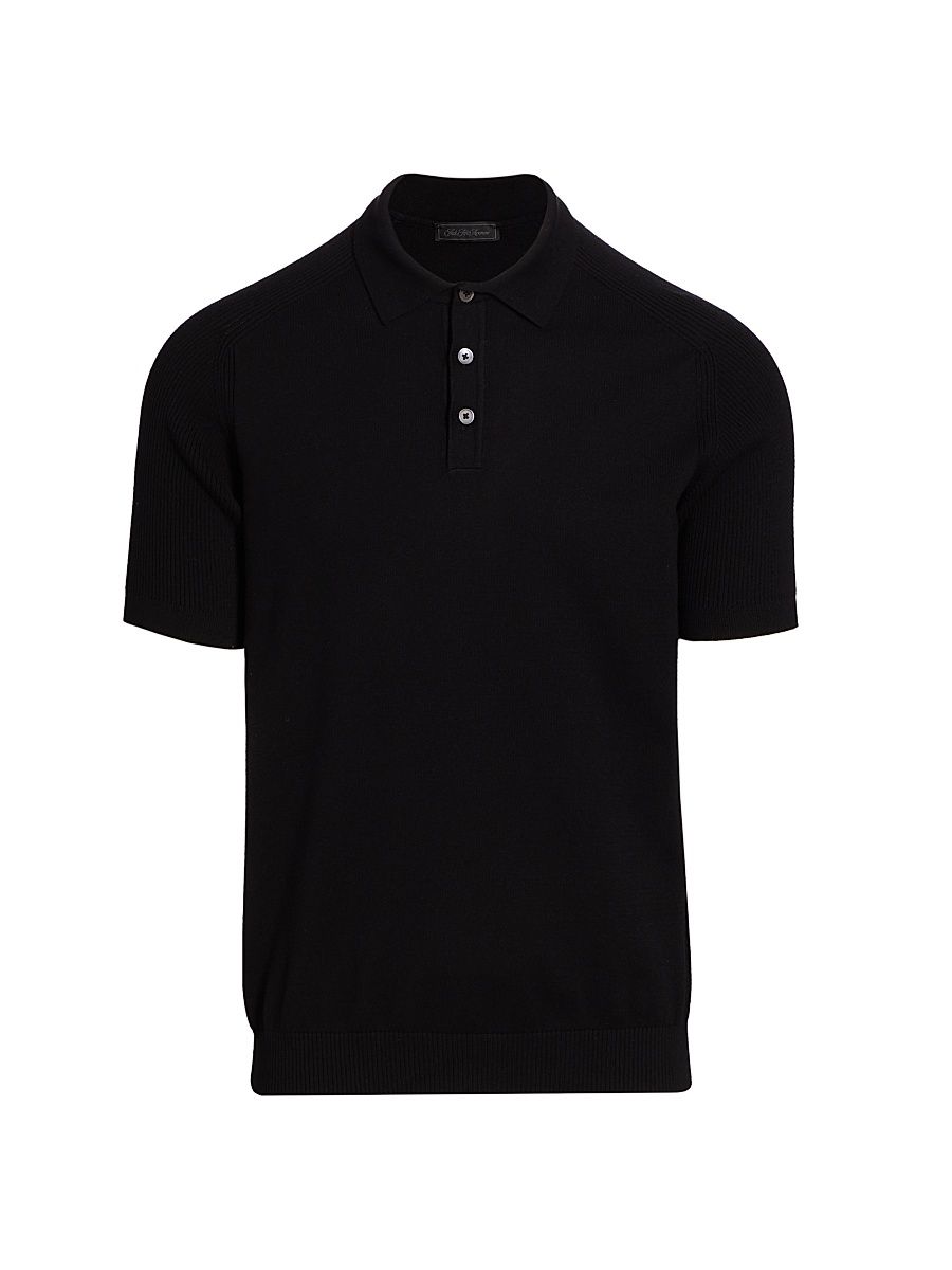 Men's COLLECTION Cotton Polo Shirt - Black - Size XXXL
