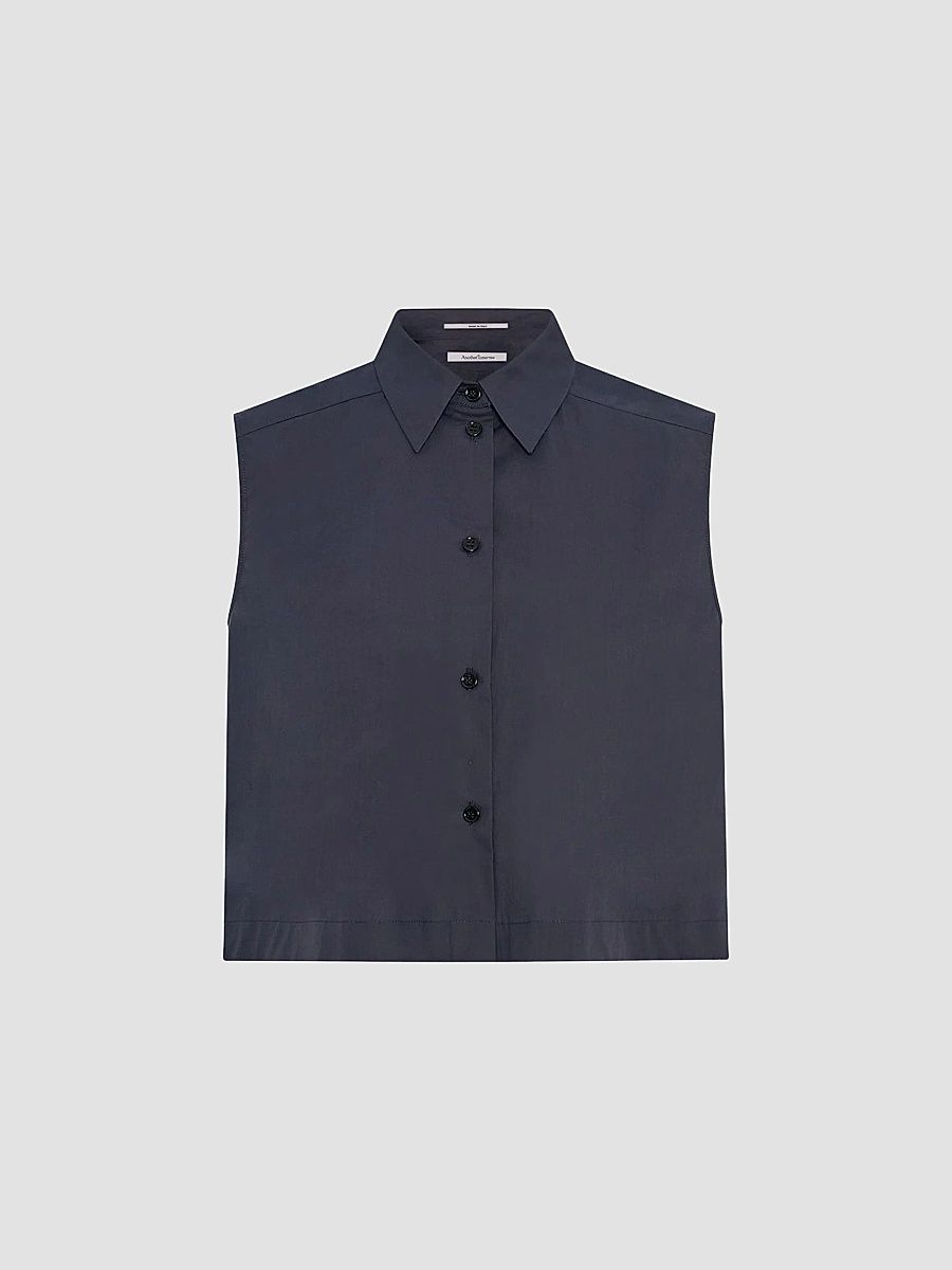Women's Cropped Sleeveless Shirt - Midnight - Size Large