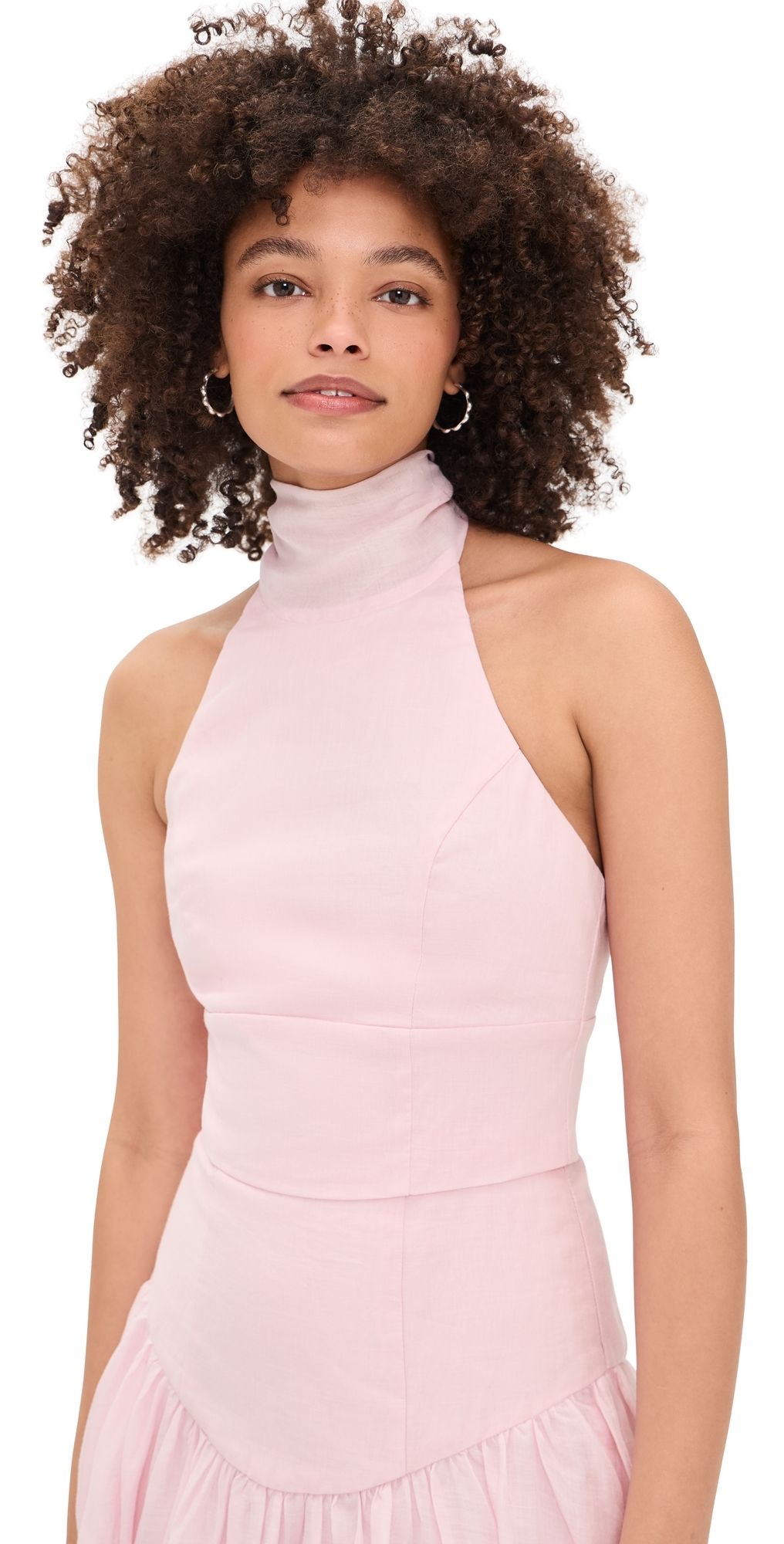 BARDOT Harlow Ramie Halter Top Bliss Pink 2