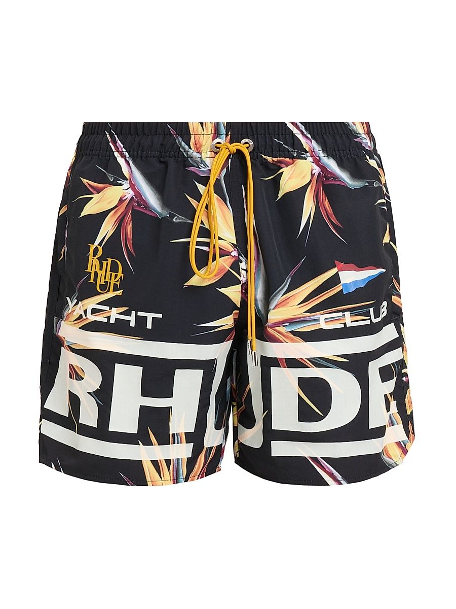 Men's Regatta Club Hawaiian-Print Swim Shorts - Multi White - Size XL