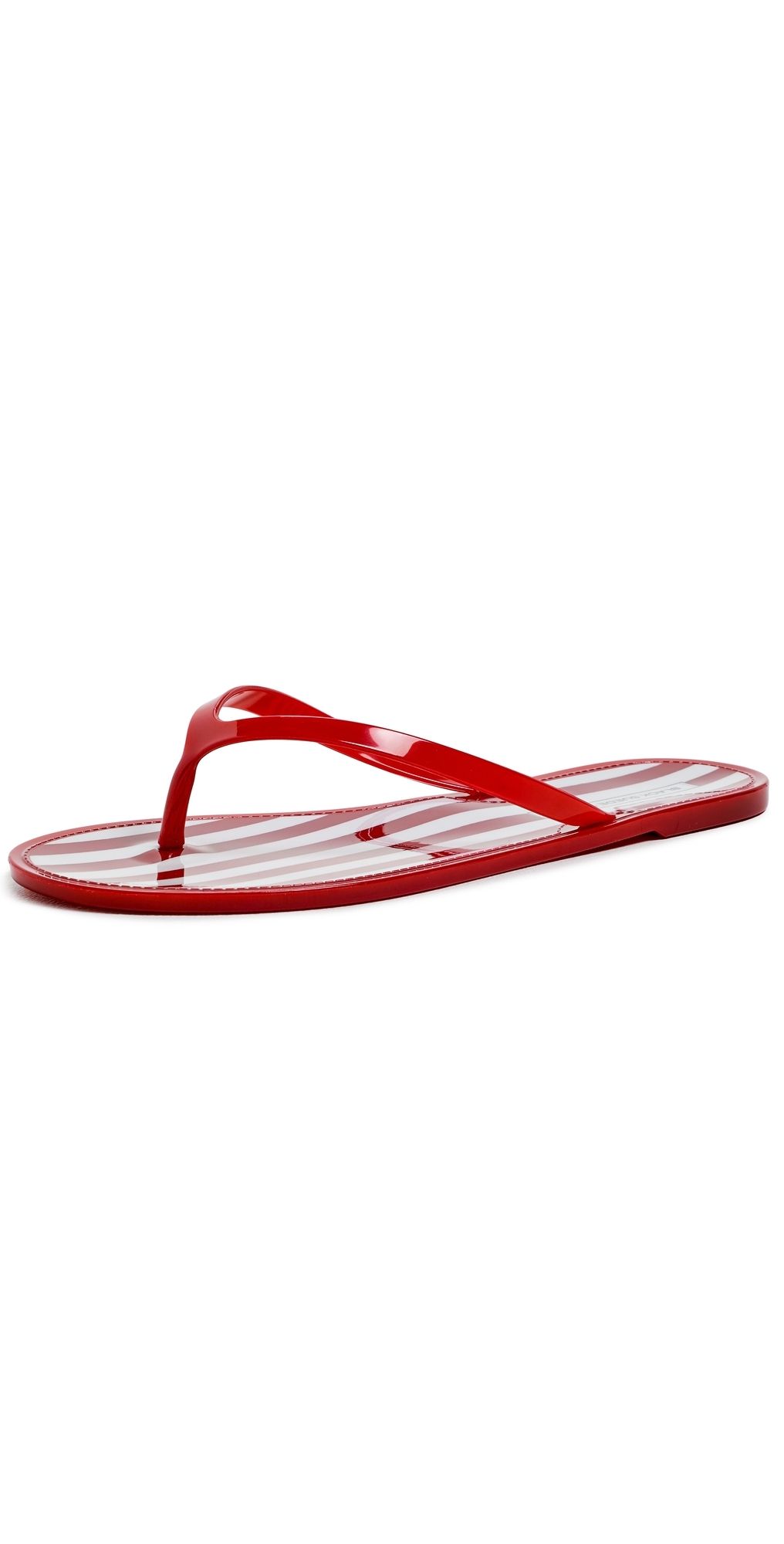 Black Suede Studio Crystal Jelly Flip Flops Red Stripe 35/36