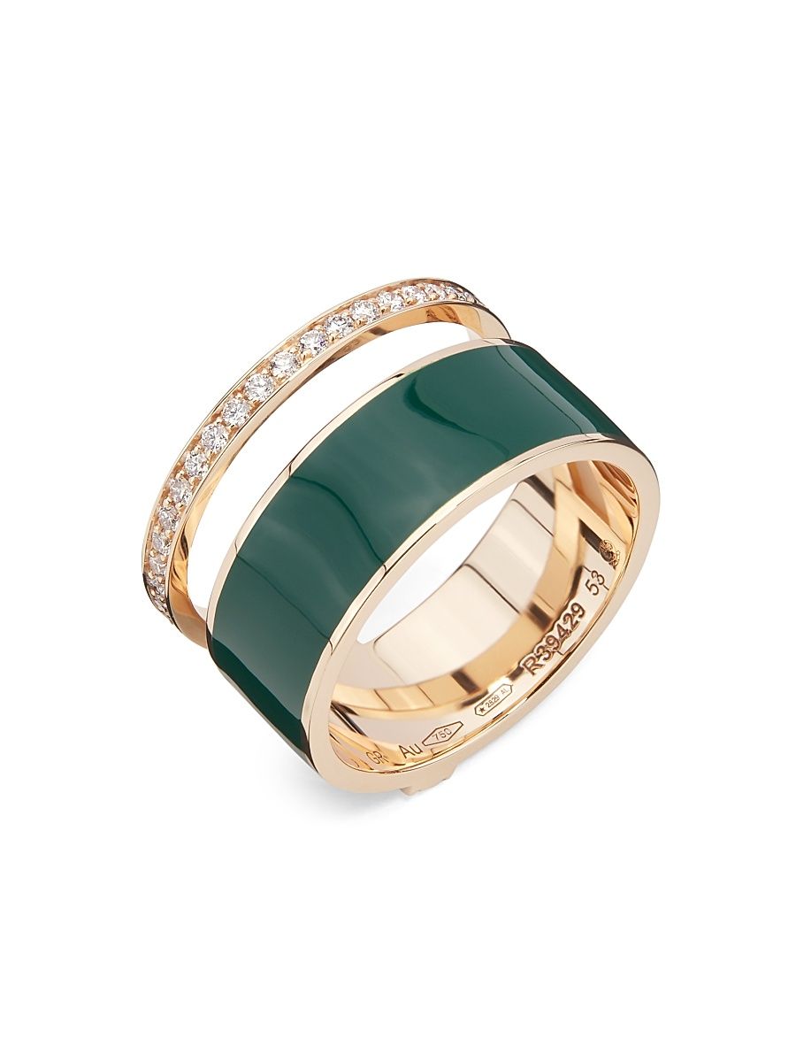 Women's Berbere Chromatic 18K Rose Gold, Laquer & 0.34 TCW Diamond Ring - Pink Gold - Size 7.25