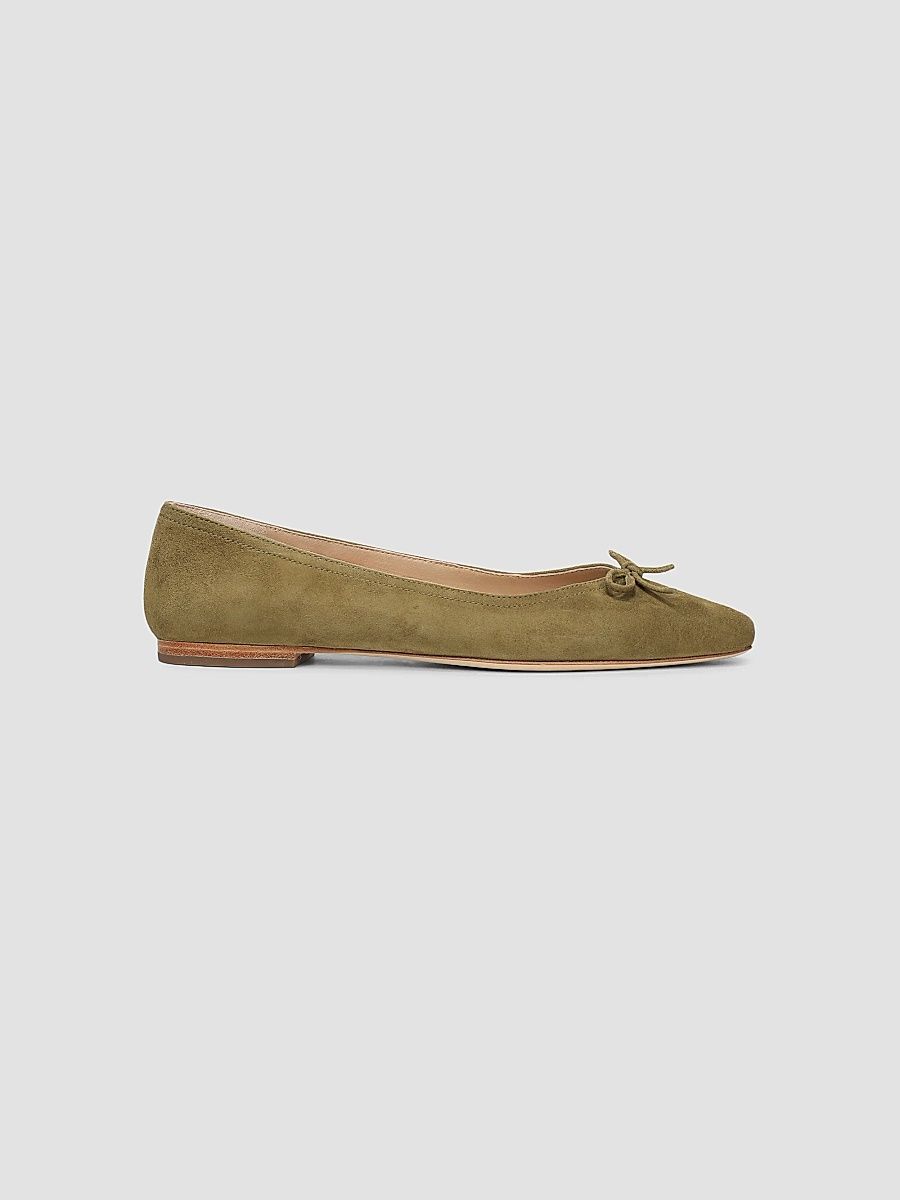 Veronica Beard Women's Cailey Suede Ballerina Flats - Fennel Green - Size 12
