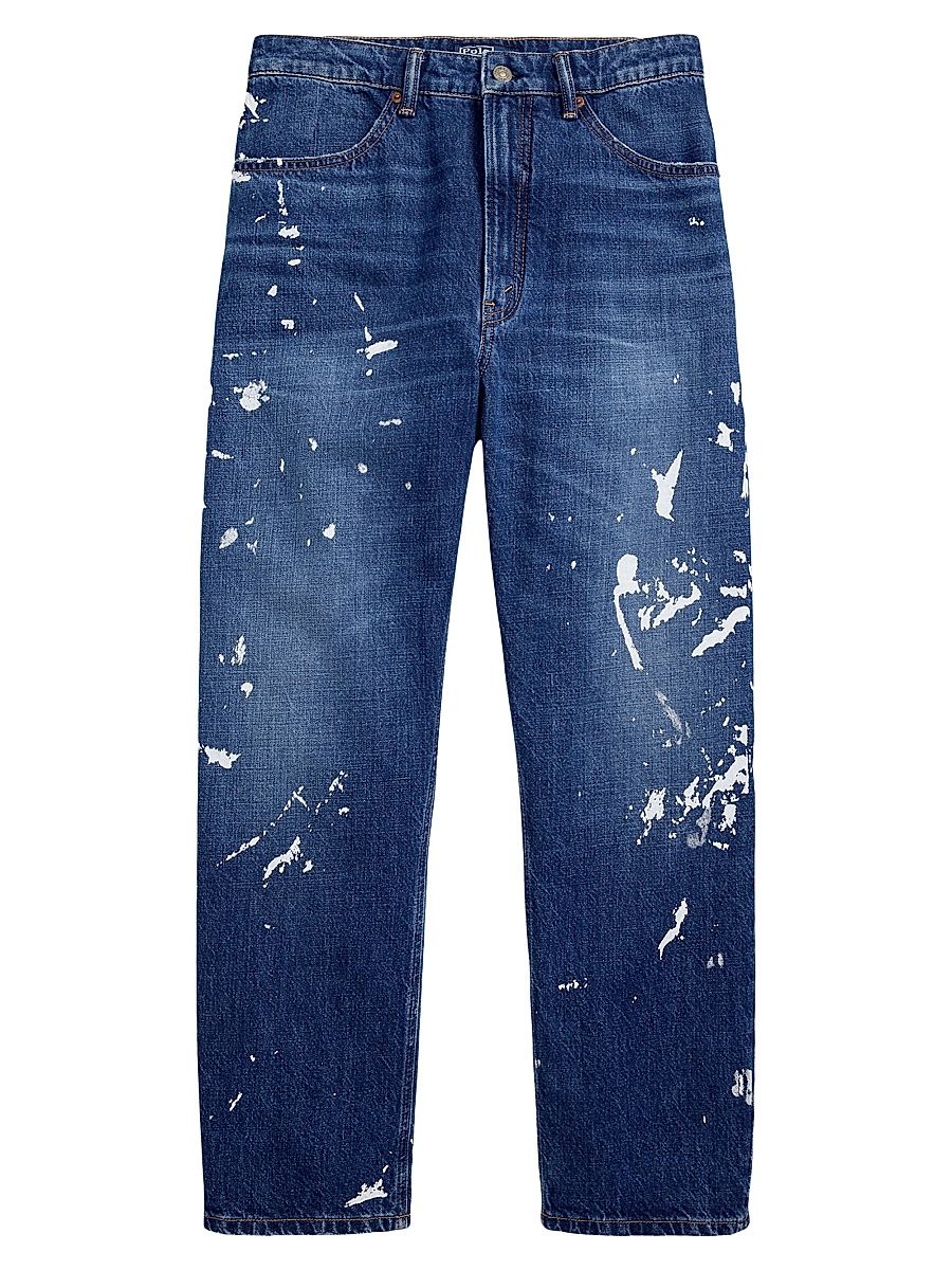 Women's Paint Splatter Relaxed Tapered Jeans - Quibell Wash - Size 30