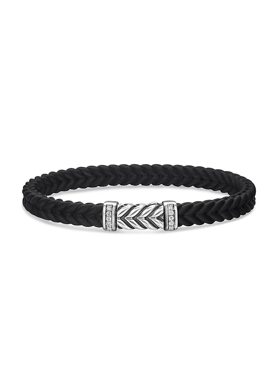 Men's Chevron Bracelet in Rubber - Diamond - Size Medium