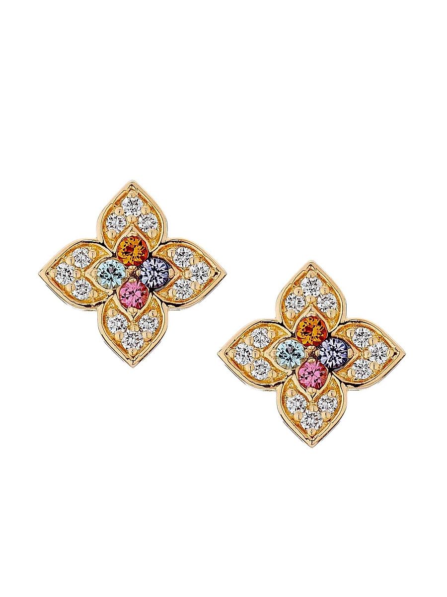 Women's Venetian Princess Carnivale 18K Rose Gold & Multi-Gemstone Small Stud Earrings - Rose Gold