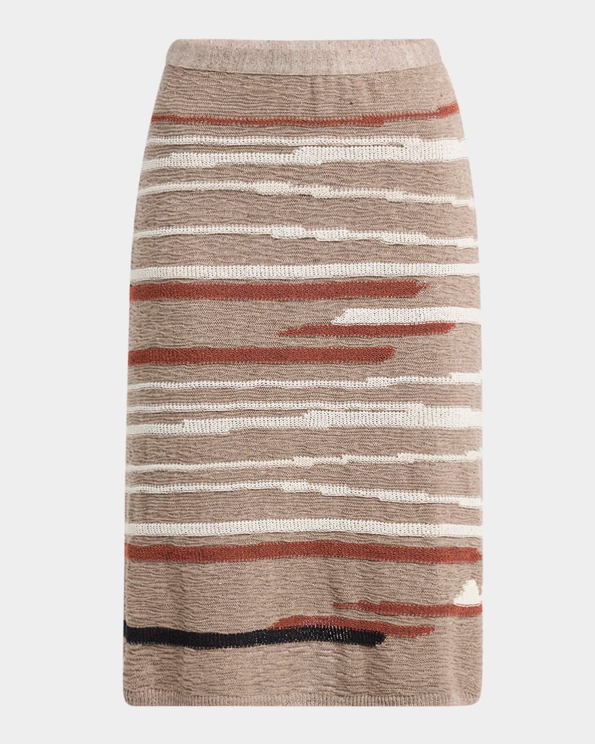 Linen-Cotton Intarsia Skirt