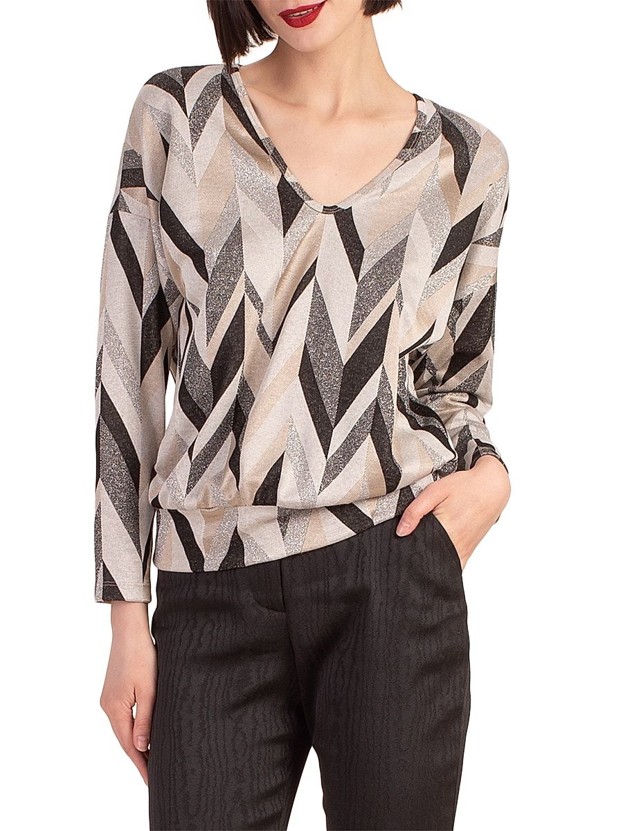 Women's Mccoy Metallic Geometric Jacquard Top - Metallic - Size Medium
