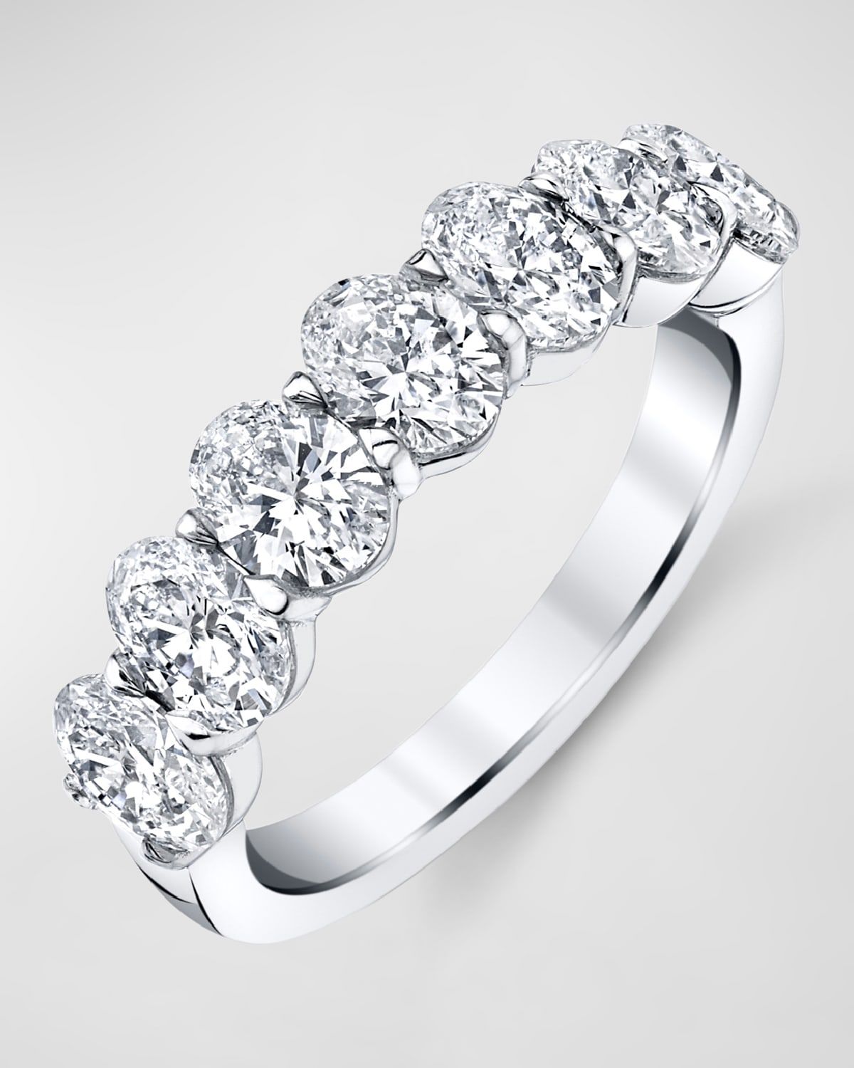 Platinum 7 Stone Band with Oval Cut Diamonds, 2.30ct