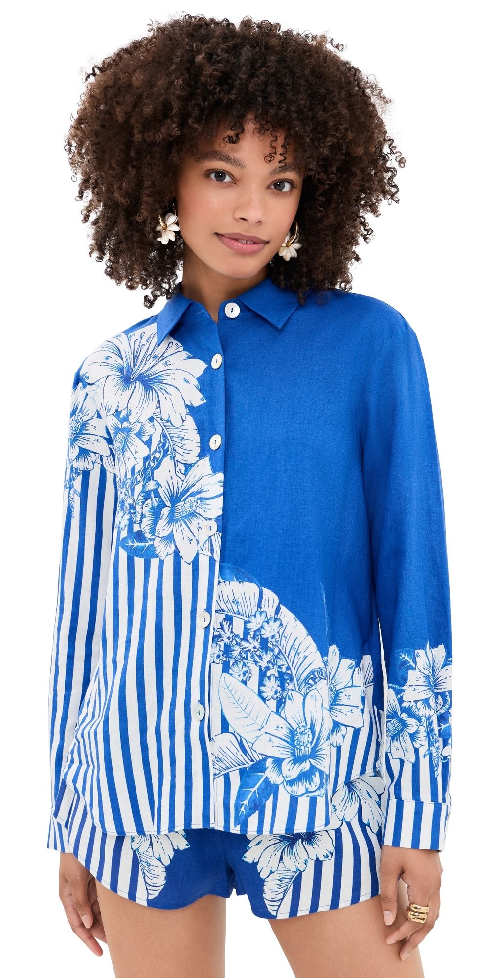 FARM Rio Stripe Button Down Blue Stripe XS