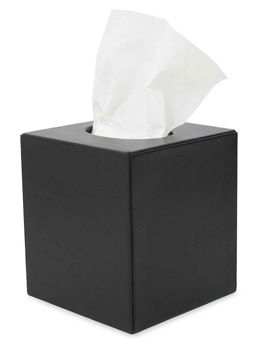 Leather Tissue Box Cover - Black