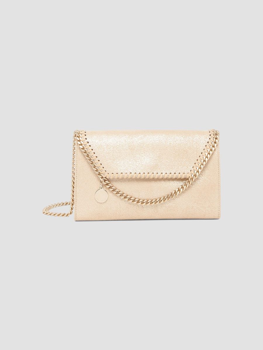 Stella McCartney Women's Falabella Eco Shiny Dotted Chamois Chain Wallet - Gold