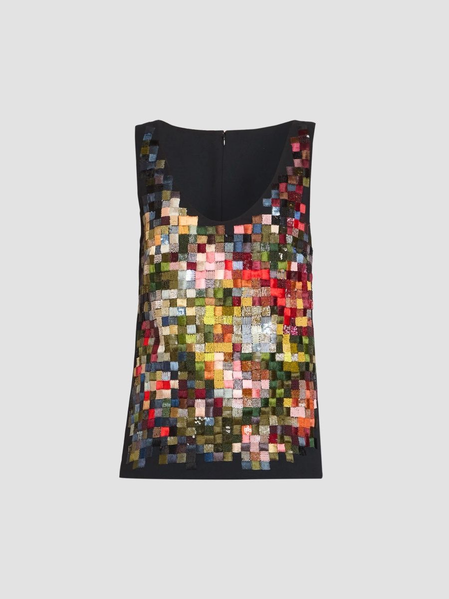 Dries Van Noten Women's Croppy Embellished Cashmere Top - Black - Size 6