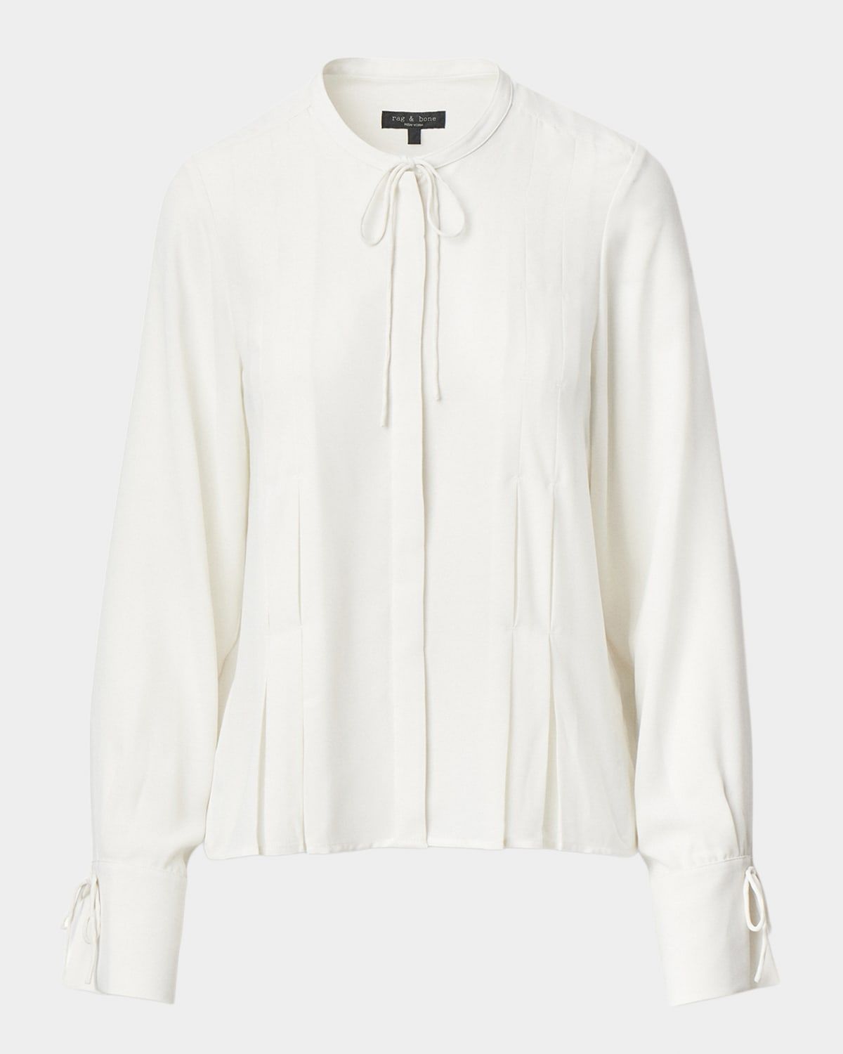Arden Pleated Long-Sleeve Blouse