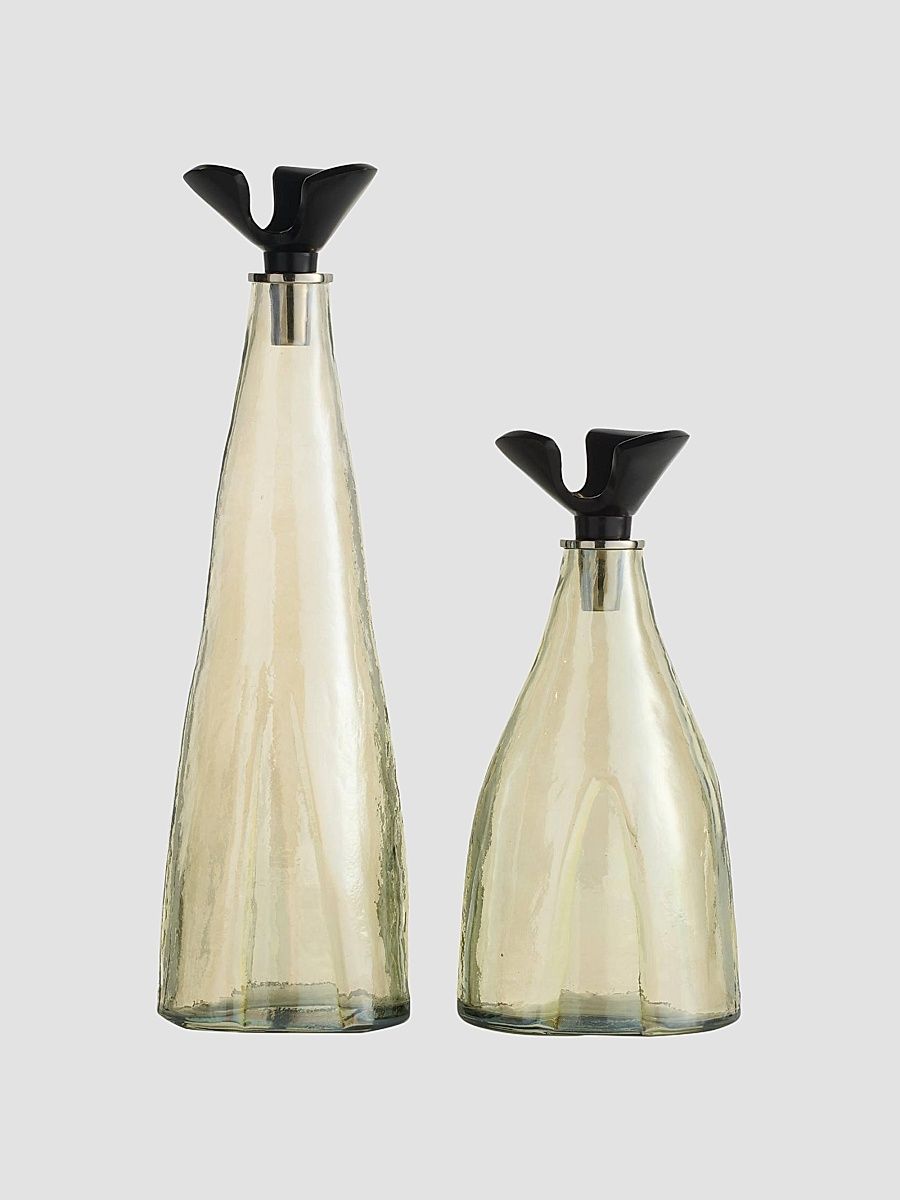 Lydia Glass & Aluminum 2-Piece Decanters Set - Black
