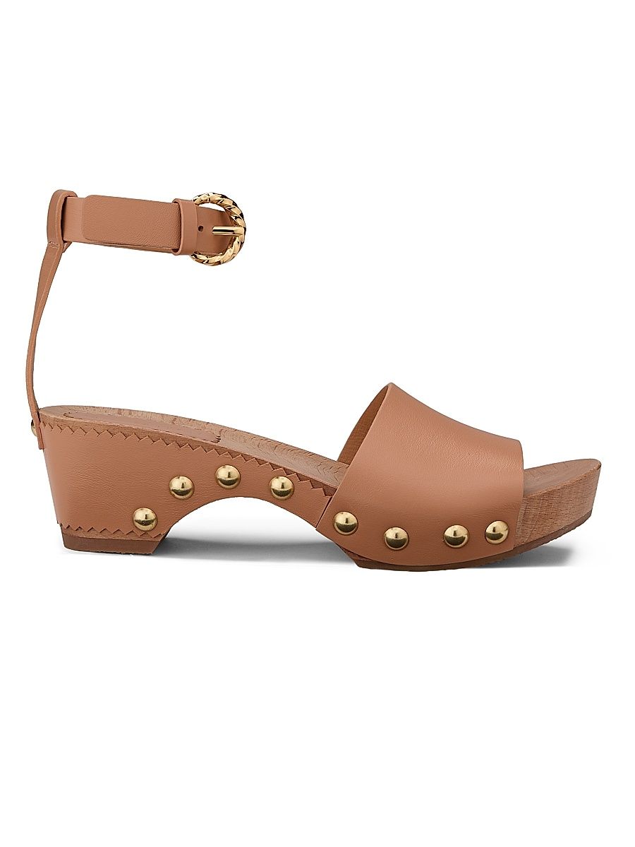 Women's Esti 65MM Studded Leather Clogs - Beige - Size 11